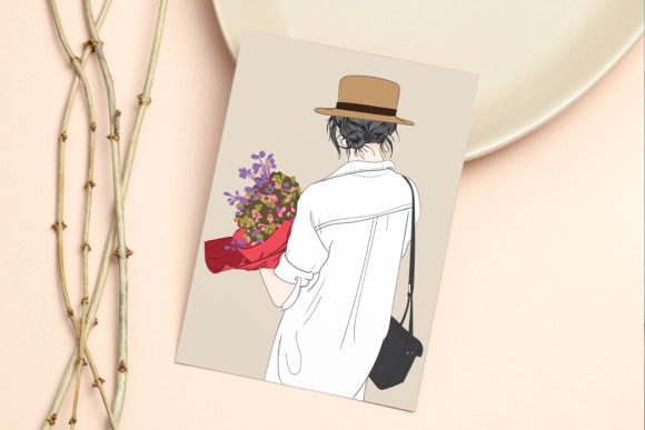 A Gentle Touch: Wall Art Girl Holding Flowers at Wedding