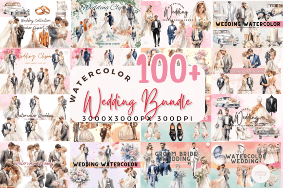 Capturing Romantic Whimsy with a Watercolor Wedding Clipart Bundle