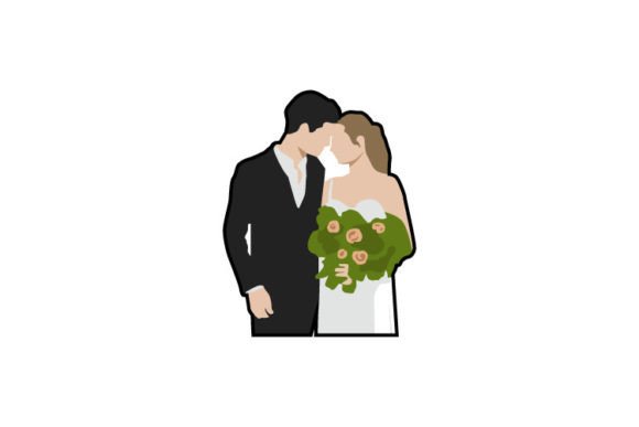 Celebrate Love with the Happy Couple Wedding Bride Illustration