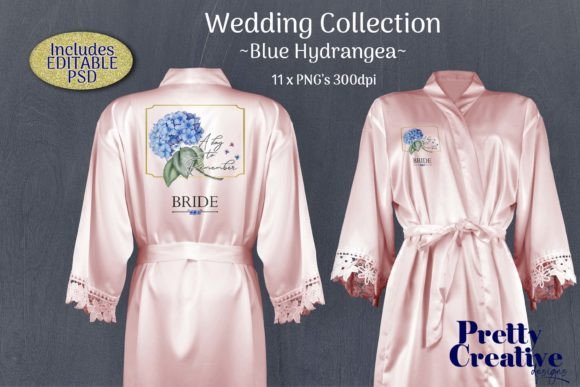 Elegant Blue Hydrangea Designs for Wedding Party Apparel