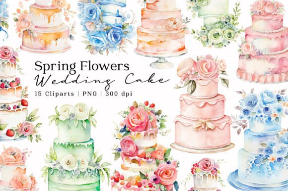Flowers Wedding Cake Watercolor Clipart: A Designer's Dream