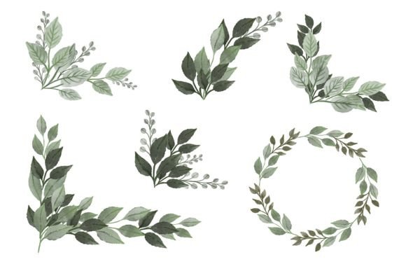 Leaves Watercolor Frame for Wedding Cards & Illustration