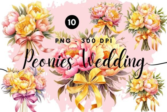 Peonies Wedding Watercolor Clipart: A Designer's Floral Asset