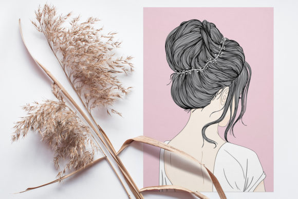 Wall Art Bride Hairstyle at the Wedding: Instant Digital Download