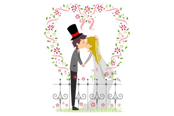 Wedding Bride and Groom Couple Cartoon: A Versatile Design Asset