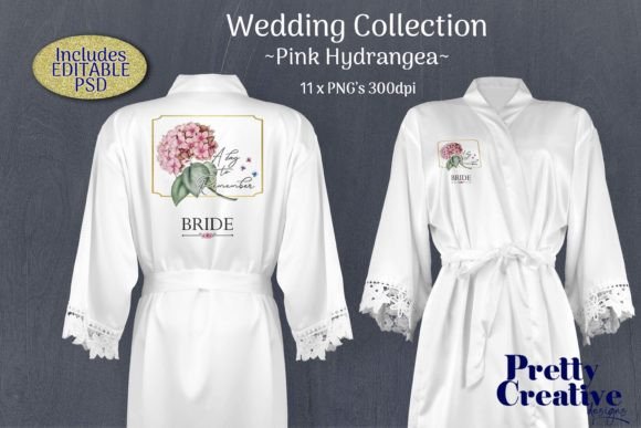 Wedding Collection Pink Hydrandea: A Floral Design for Custom Bridal Attire
