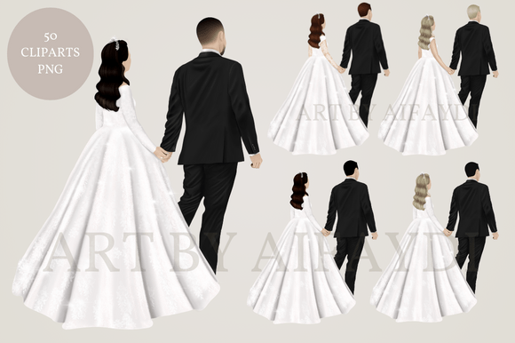 Wedding Couple Clipart Bundle 50 Png: Endless Design Possibilities
