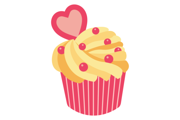 Wedding Cupcake with Sweet Heart: A Romantic Design Asset